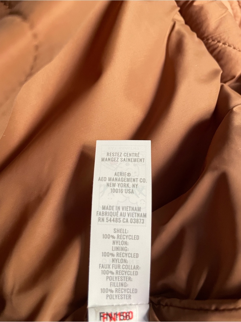 Sz S online by aerie real luxe Quilted Faux-Fur Collar Jacket in Rust - Picture 9 of 10